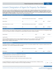 Document preview: Form 50-834 Lessee's Designation of Agent for Property Tax Matters - Texas