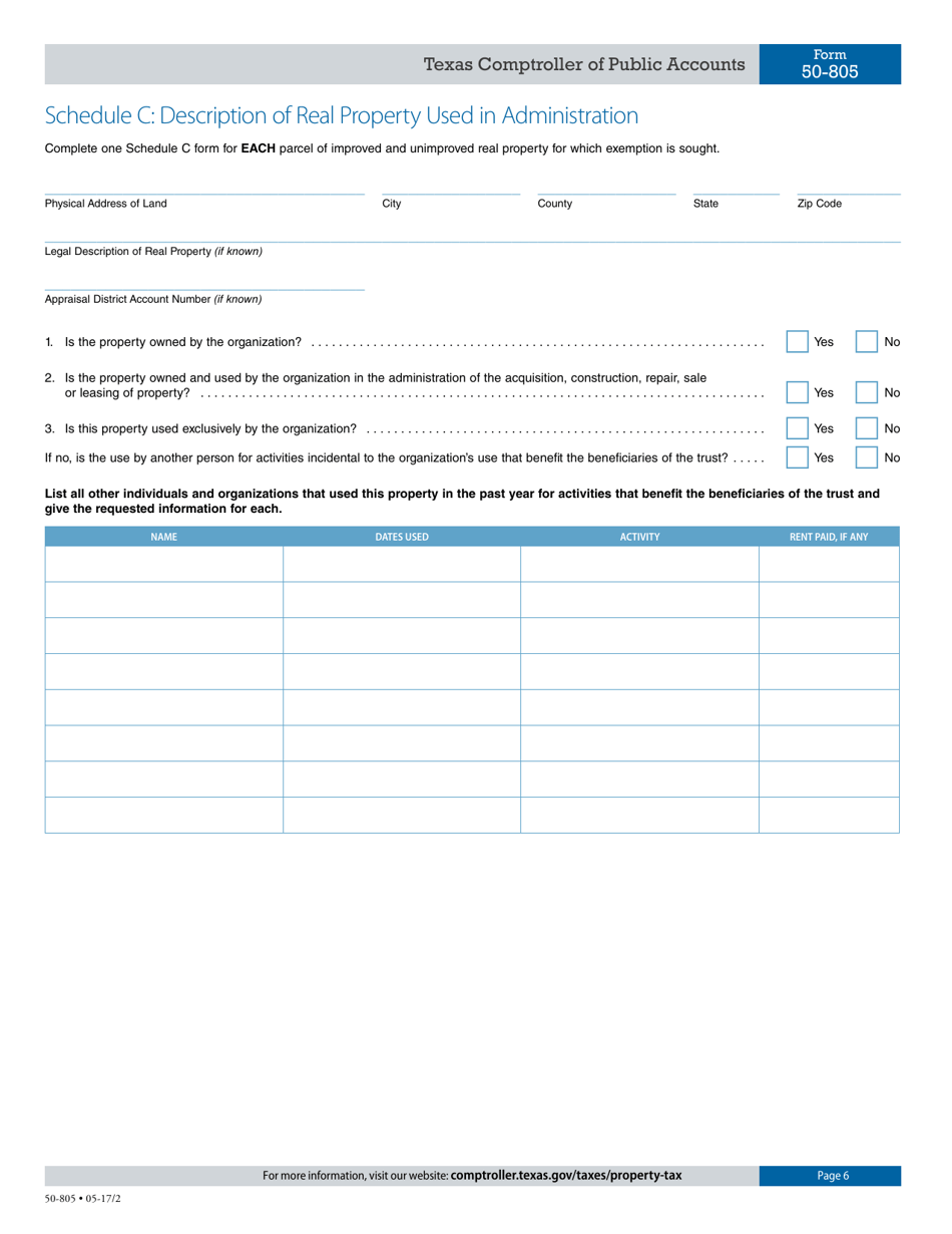 Form 50-805 Application for Community Land Trust Exemption - Texas, Page 6