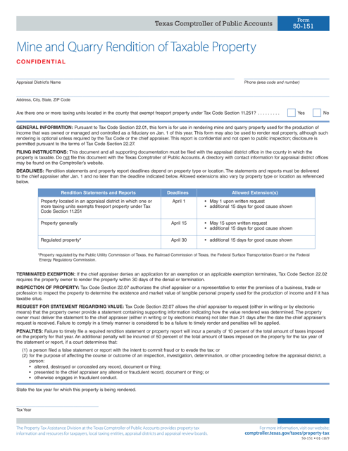 Form 50-151  Printable Pdf