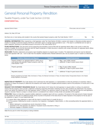 Form 50-142 General Personal Property Rendition - Texas