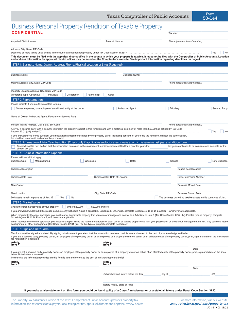 Business Personal Property Rendition Harris County 2025 Catina