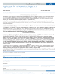 Document preview: Form 50-165 Application for 1-d Agricultural Appraisal - Texas