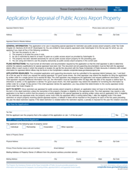 Form 50-169 Application for Appraisal of Public Access Airport Property - Texas