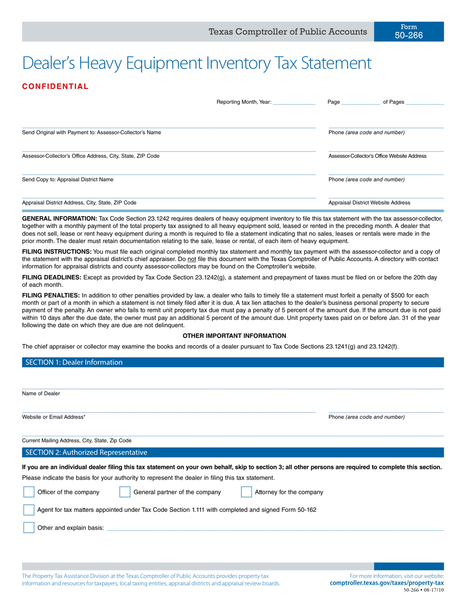 Form 50 266 Fill Out Sign Online And Download Fillable Pdf Texas Templateroller 5423