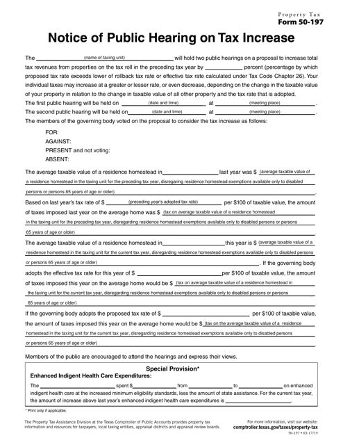 Form 50-197  Printable Pdf