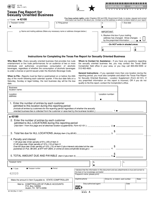 Form 42-100  Printable Pdf