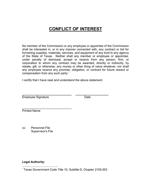 Conflict of Interest - Texas Download Pdf