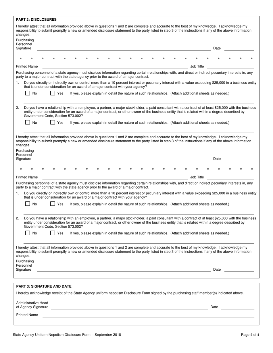 Disclosure Statement for Purchasing Personnel - Texas, Page 4