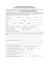 Criminal History Questionnaire for Applicants - Texas, Page 2