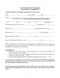 Funeral Director Application - Texas, Page 2