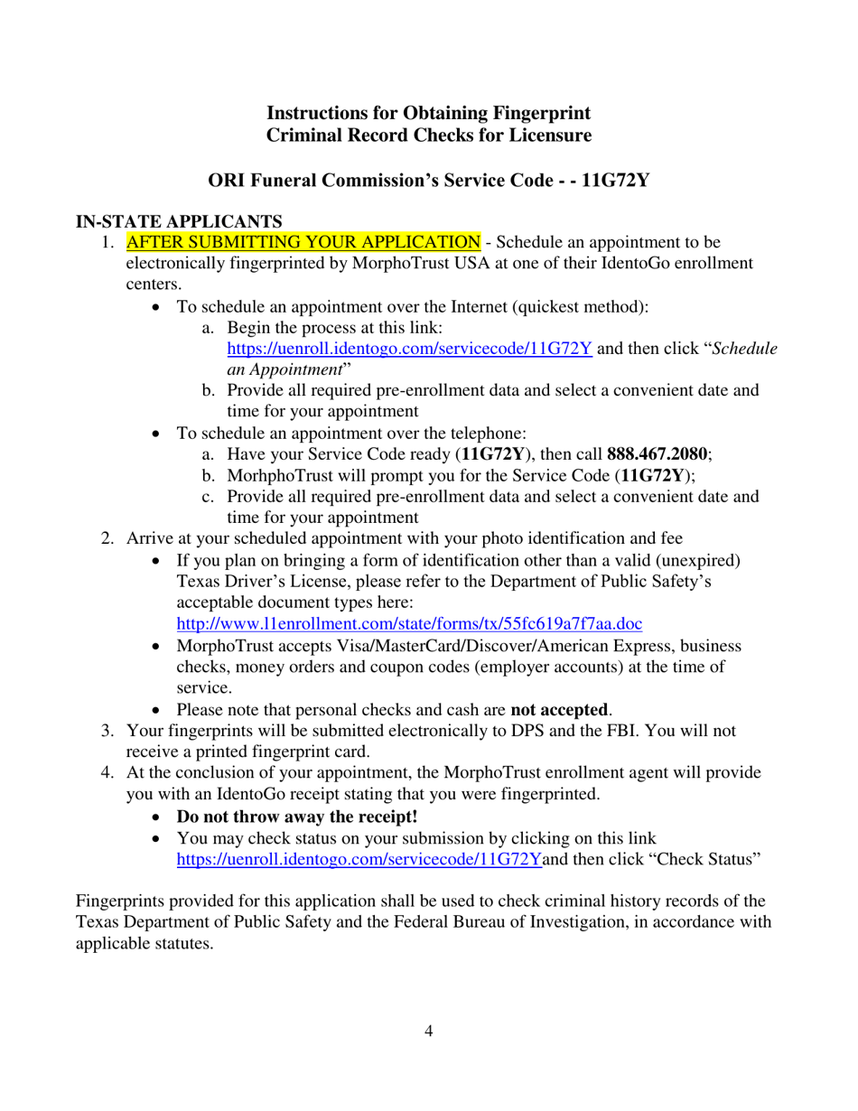 Funeral Director Application - Texas, Page 4