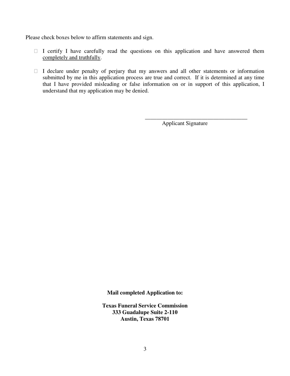 Embalmer Application - Texas, Page 3