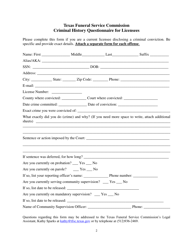 Criminal History Questionnaire for Licensees - Texas, Page 2