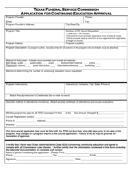 Application for Continuing Education Approval - Texas, Page 2