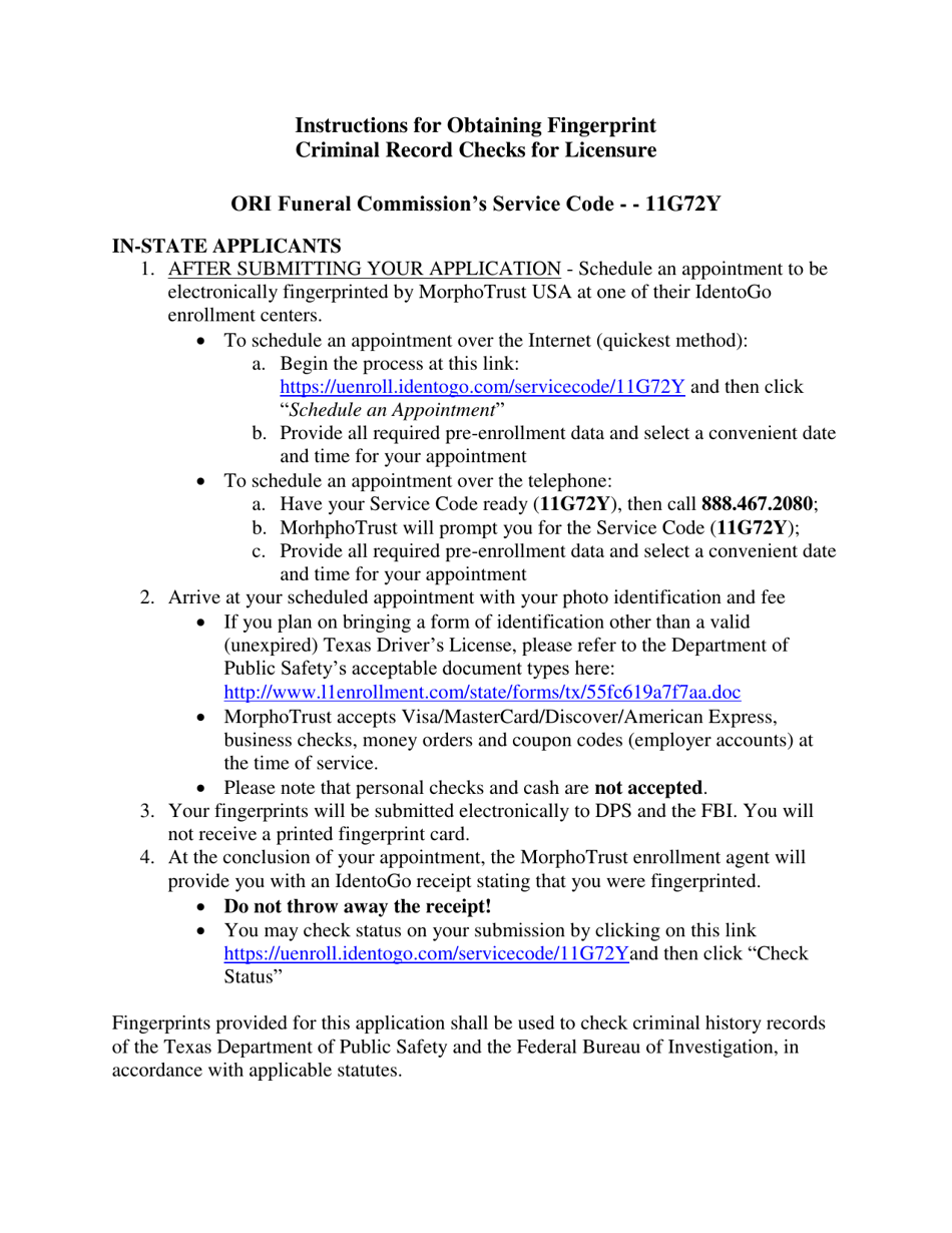 Texas Application for Reciprocal License Funeral Director/Embalmer