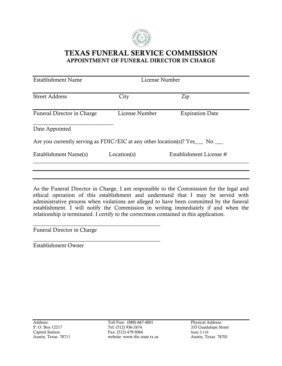 Change of Ownership Amendment Guidelines for Funeral Establishments  Commercial Embalming Facilities - Texas, Page 4