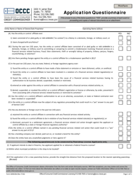 Form ADM10B &quot;Application Questionnaire&quot; - Texas