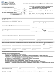 Form CAB22 Credit Access Business Branch Application (90 Days) - Texas, Page 2