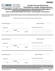 Document preview: Form CAB12 Credit Access Business Third-Party Lender Organizations - Texas