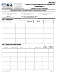 Form ADM18 Supporting Financial Information - Schedules 1-3 - Texas