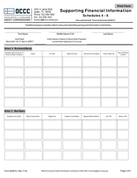 Form ADM19 &quot;Supporting Financial Information - Schedules 4-6&quot; - Texas