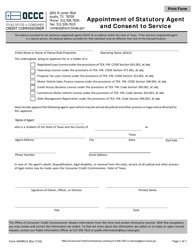 Form ADMN13 &quot;Appointment of Statutory Agent and Consent to Service&quot; - Texas