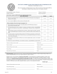 Document preview: Formulario 1798 Encuesta Sobre El Reconocimiento De Paternidad (Aop) - Texas (Spanish)