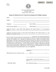 Document preview: Form 133.36 Request for Reduced Fees for Certain Persons Registered in Multiple Capacities - Texas