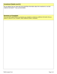 Investor Complaint Form - Texas, Page 4