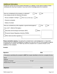 Investor Complaint Form - Texas, Page 5