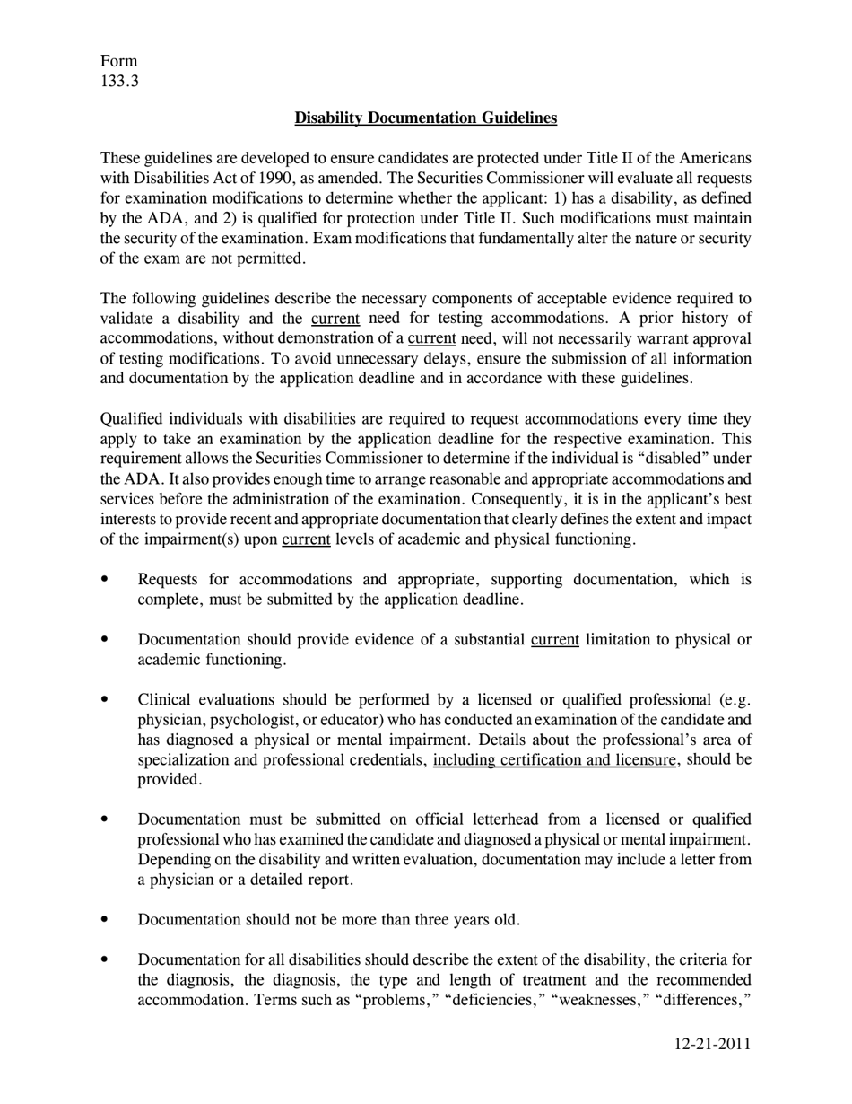 Form 133.3 Ada Accommodations Request Form - Texas, Page 3