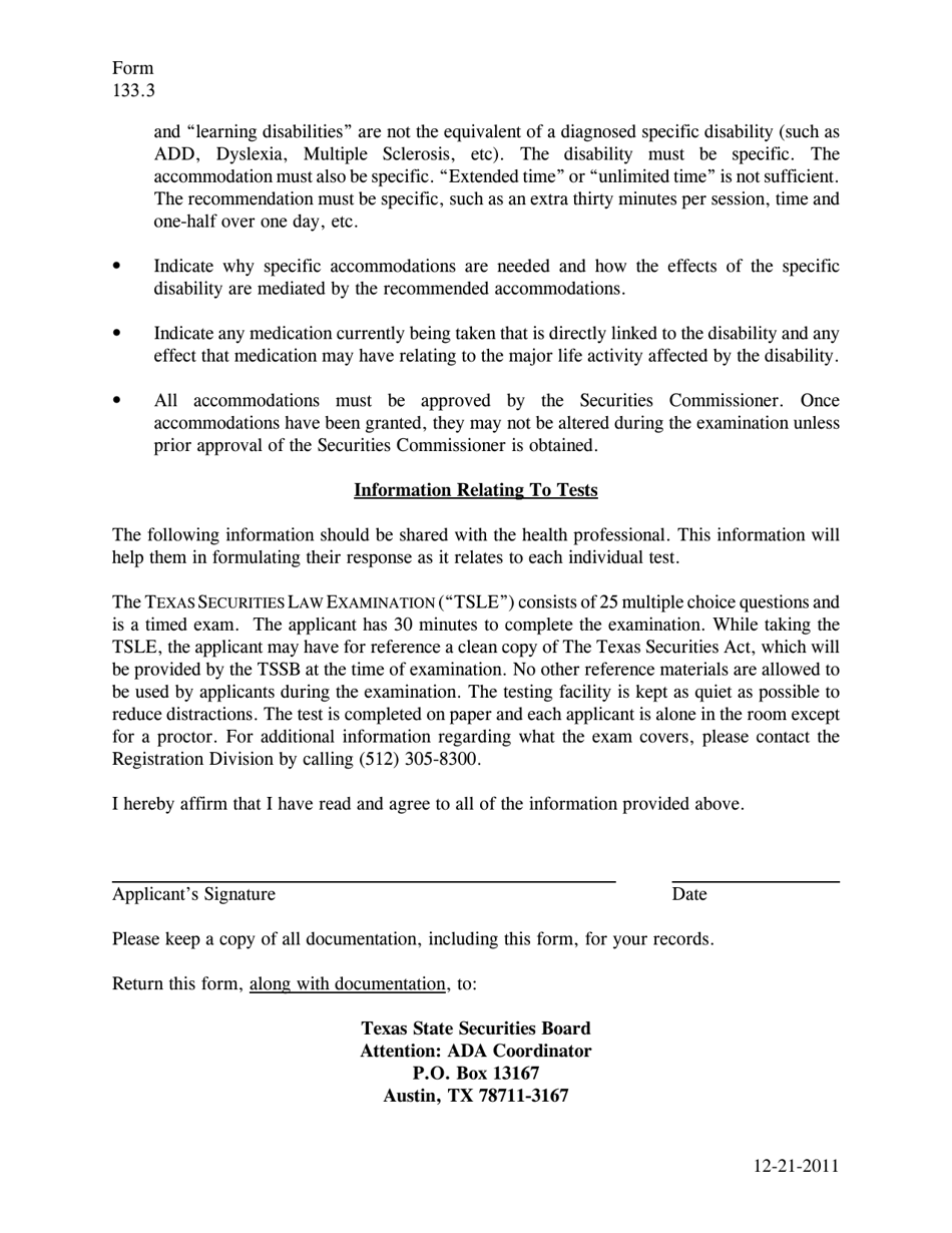 Form 133.3 Ada Accommodations Request Form - Texas, Page 4