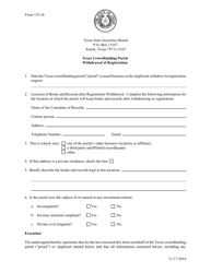 Form 133.16 Texas Crowdfunding Portal Withdrawal of Registration - Texas