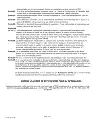 Instrucciones para Formulario C-1 Numero De Cuenta Con La Comision De La Fuerza Laboral De Texas - Texas (Spanish), Page 2