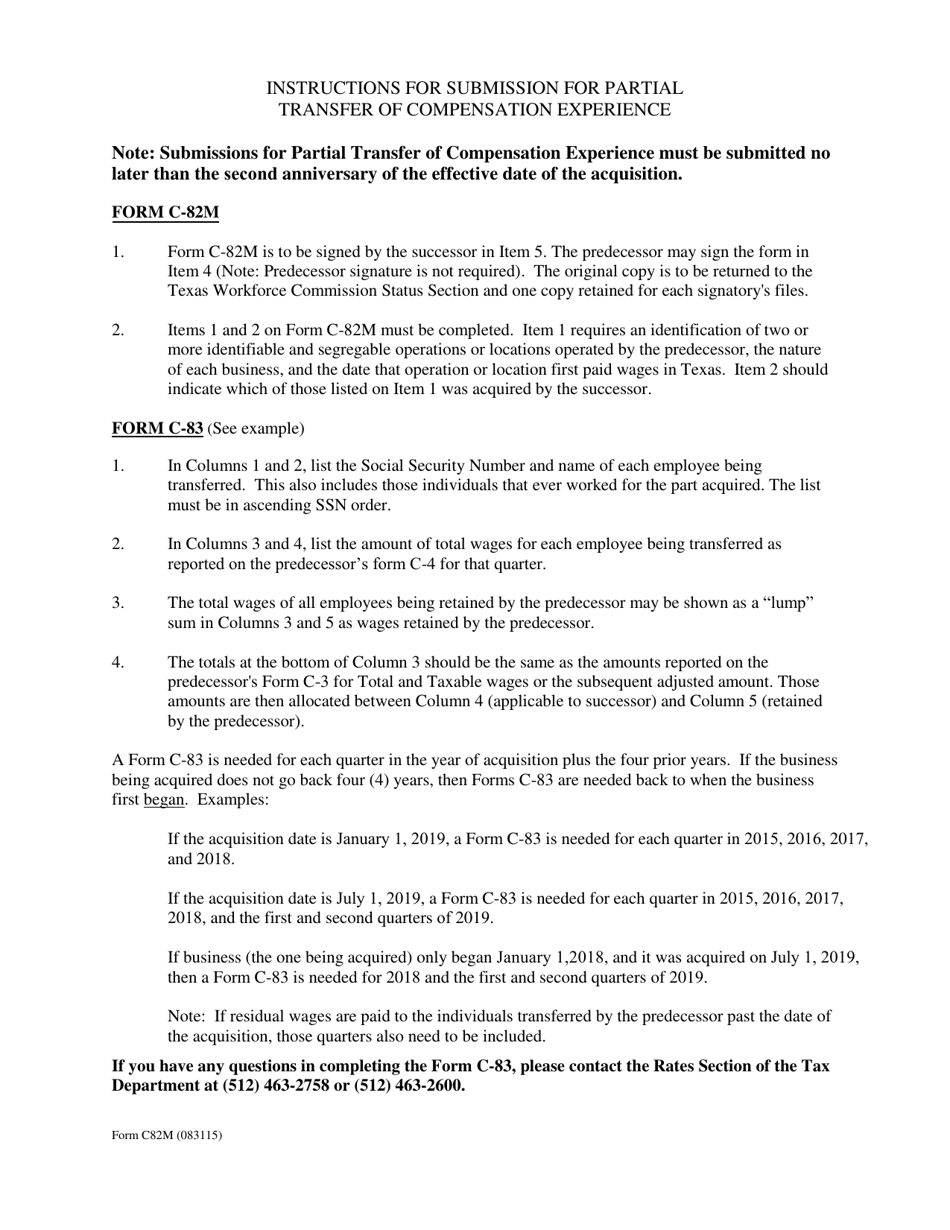 Instructions for Form C-82M, C-83 - Texas, Page 1