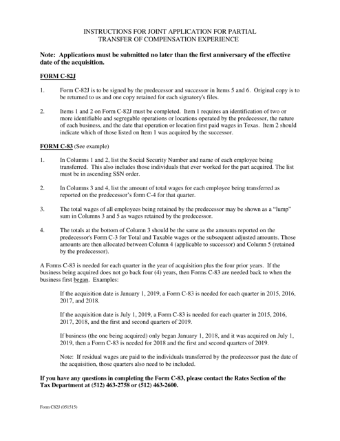 Form C-82J, C-83  Printable Pdf