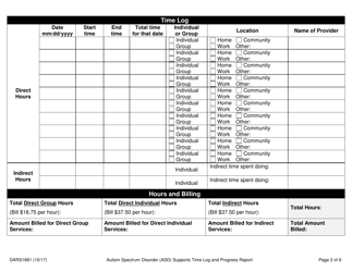 Form DARS1881 Autism Spectrum Disorder (Asd) Supports Time Log and Progress Report - Texas, Page 2
