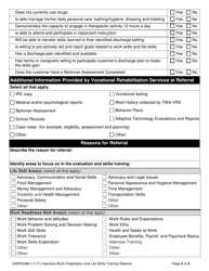 Form DARS3386 Intensive Work Preparation and Life Skills Training - Referral - Texas, Page 2