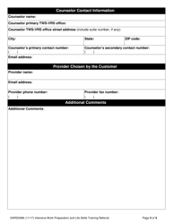 Form DARS3386 Intensive Work Preparation and Life Skills Training - Referral - Texas, Page 3