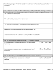 Form DARS1886 Customer Services Report: Assistive Technology Evaluation - Texas, Page 2