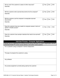 Form DARS1886 Customer Services Report: Assistive Technology Evaluation - Texas, Page 3