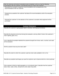 Form DARS1886 Customer Services Report: Assistive Technology Evaluation - Texas, Page 5