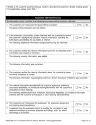 Form DARS1886 Customer Services Report: Assistive Technology Evaluation - Texas, Page 6