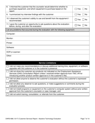Form DARS1886 Customer Services Report: Assistive Technology Evaluation - Texas, Page 7