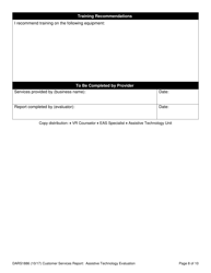 Form DARS1886 Customer Services Report: Assistive Technology Evaluation - Texas, Page 8