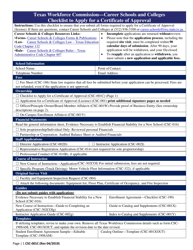 Document preview: Form CSC-001C Checklist to Apply for a Certificate of Approval - Texas