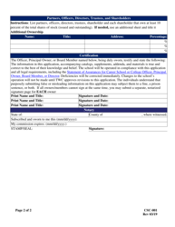 Form CSC-001 Application for a Certificate of Approval - Texas, Page 2