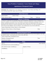 Document preview: Form CSC-002DL Appointment of Designated Liaison - Texas