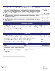 Form CSC-014 Representative Registration Application - Texas, Page 2