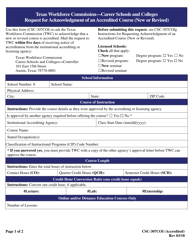 Form CSC-307COI Request for Acknowledgment of an Accredited Course (New or Revised) - Texas